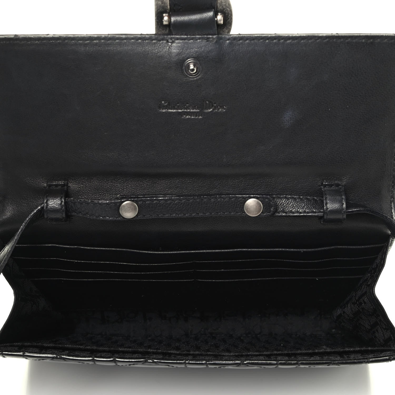 Christian Dior Patent Cannage Crossbody Wallet Black 5 of 9