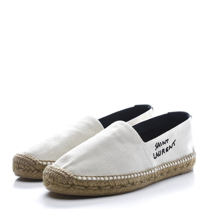 Saint Laurent Canvas Nappa Elba Light Logo Embroidered Espadrilles 37 Panna 3 of 9