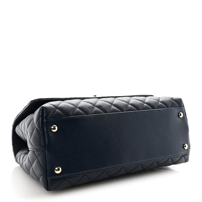 Chanel Caviar Lizard Embossed Quilted Small Coco Handle Flap Navy Blue 3 of 9