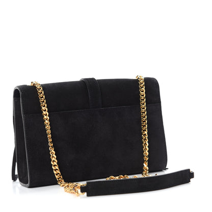 Saint Laurent Suede Fringe Baby Monogram Satchel Black 3 of 11
