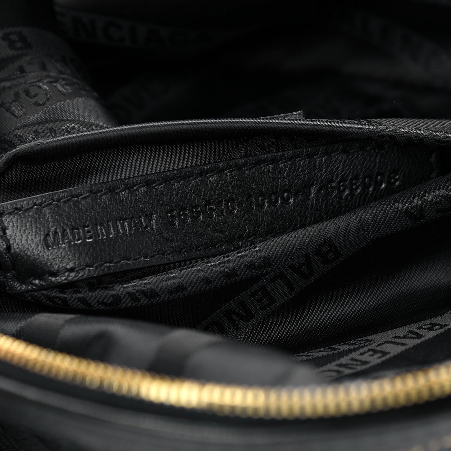 Shiny Goatskin Allover Logo Embossed XXS Souvenir Belt Bag Black