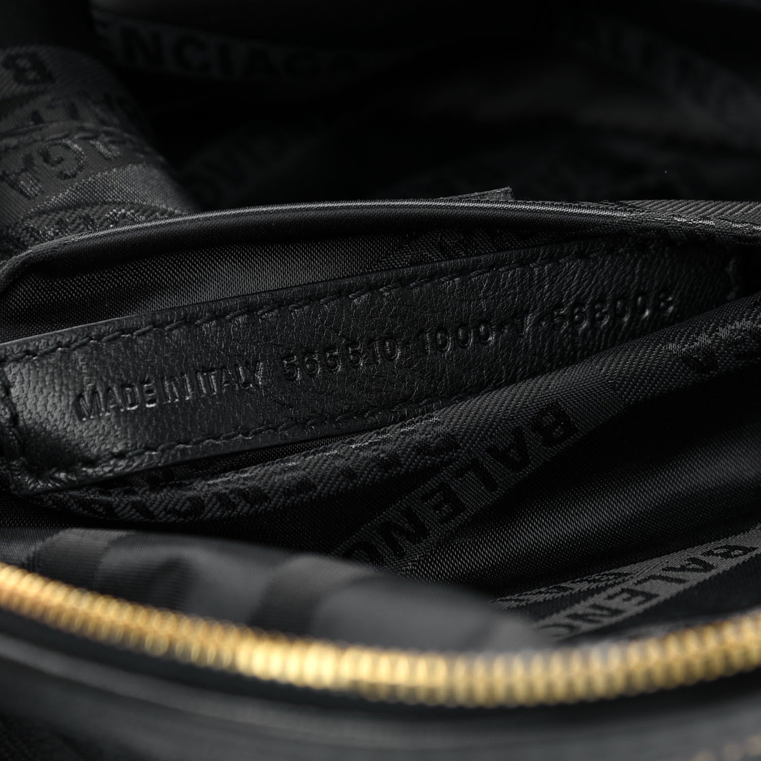 Balenciaga Shiny Goatskin Allover Logo Embossed XXS Souvenir Belt Bag Black 7 of 9