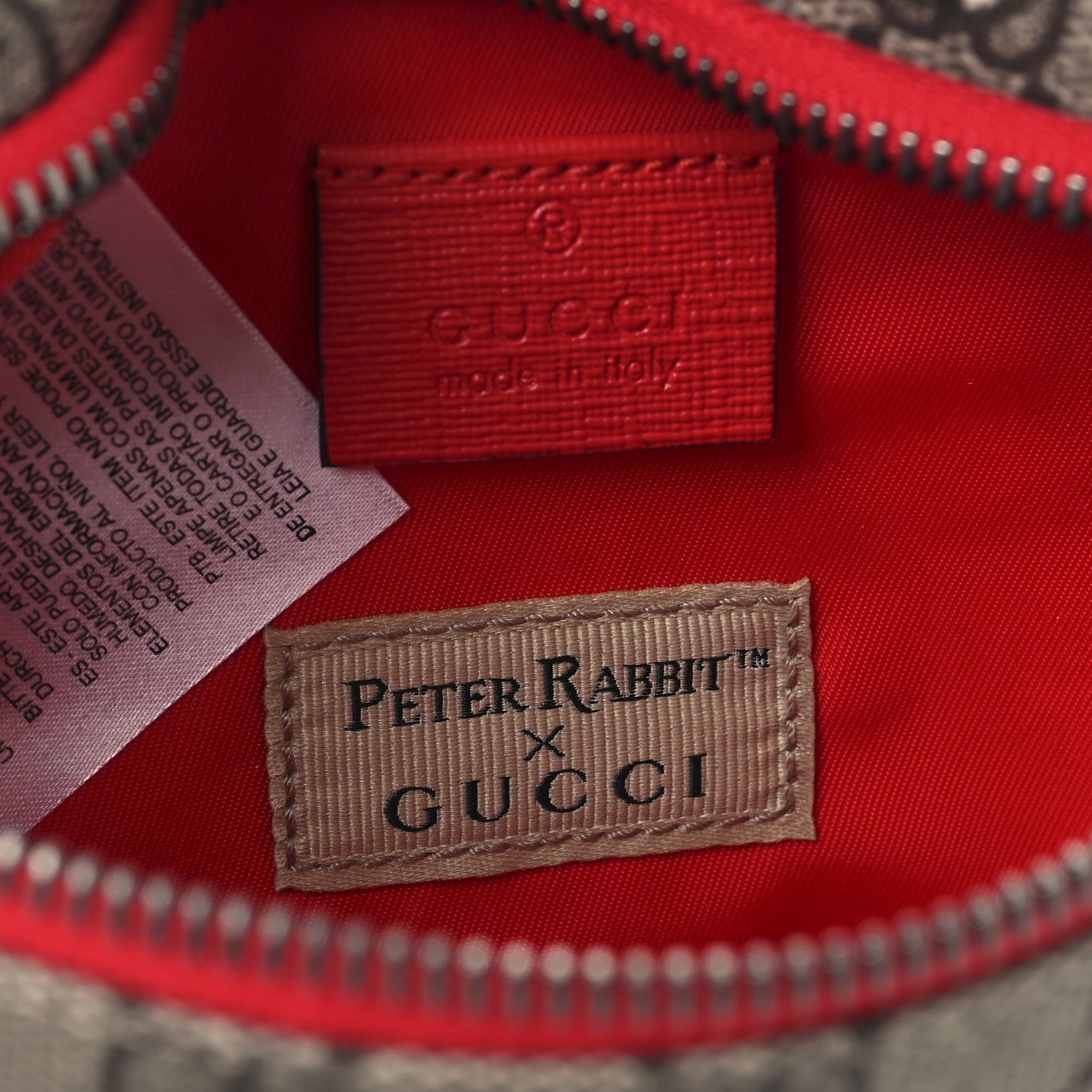 Gucci X PETER RABBIT GG Supreme Monogram Rabbit Print Childrens Belt Bag Beige Ebony Red 6 of 10