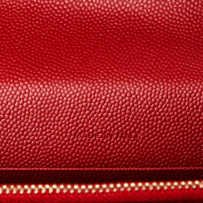 Saint Laurent Grain De Poudre Matelasse Chevron Monogram Envelope Chain Wallet New Red 7 of 7