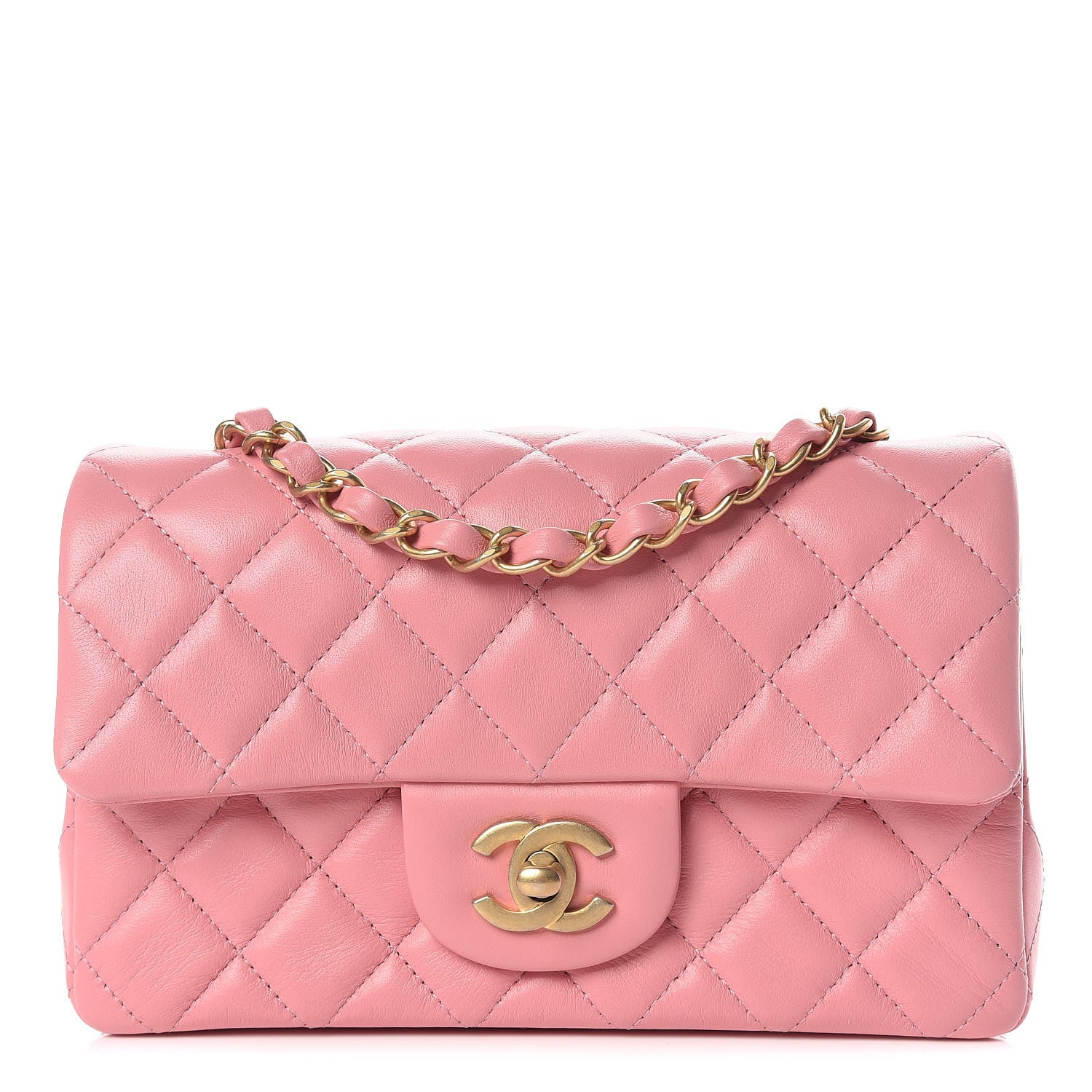 Chanel Lambskin Quilted Mini Rectangular Flap Pink 1 of 12