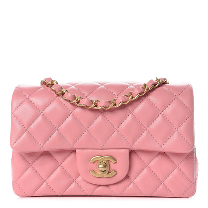 Chanel Lambskin Quilted Mini Rectangular Flap Pink 1 of 12