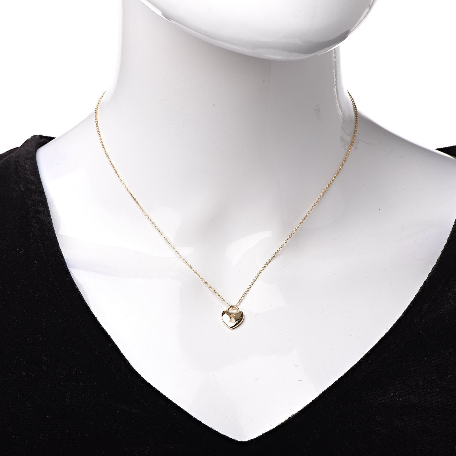 Tiffany 18K Yellow Gold Mini Heart Lock Pendant Necklace 2 of 7