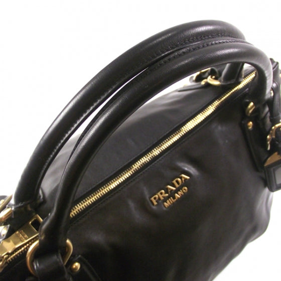 Prada Leather Buckles Tote Black 6 of 12