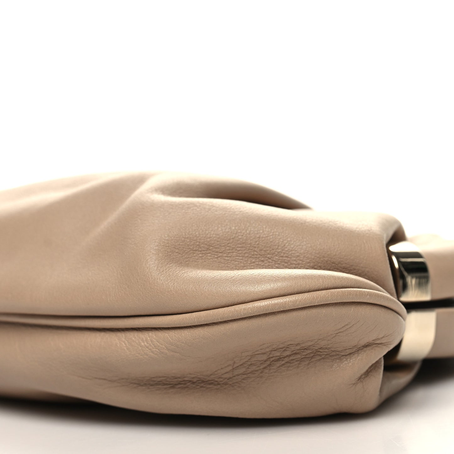 Calfskin Bamboo Frame Top Tassel Clutch Camelia