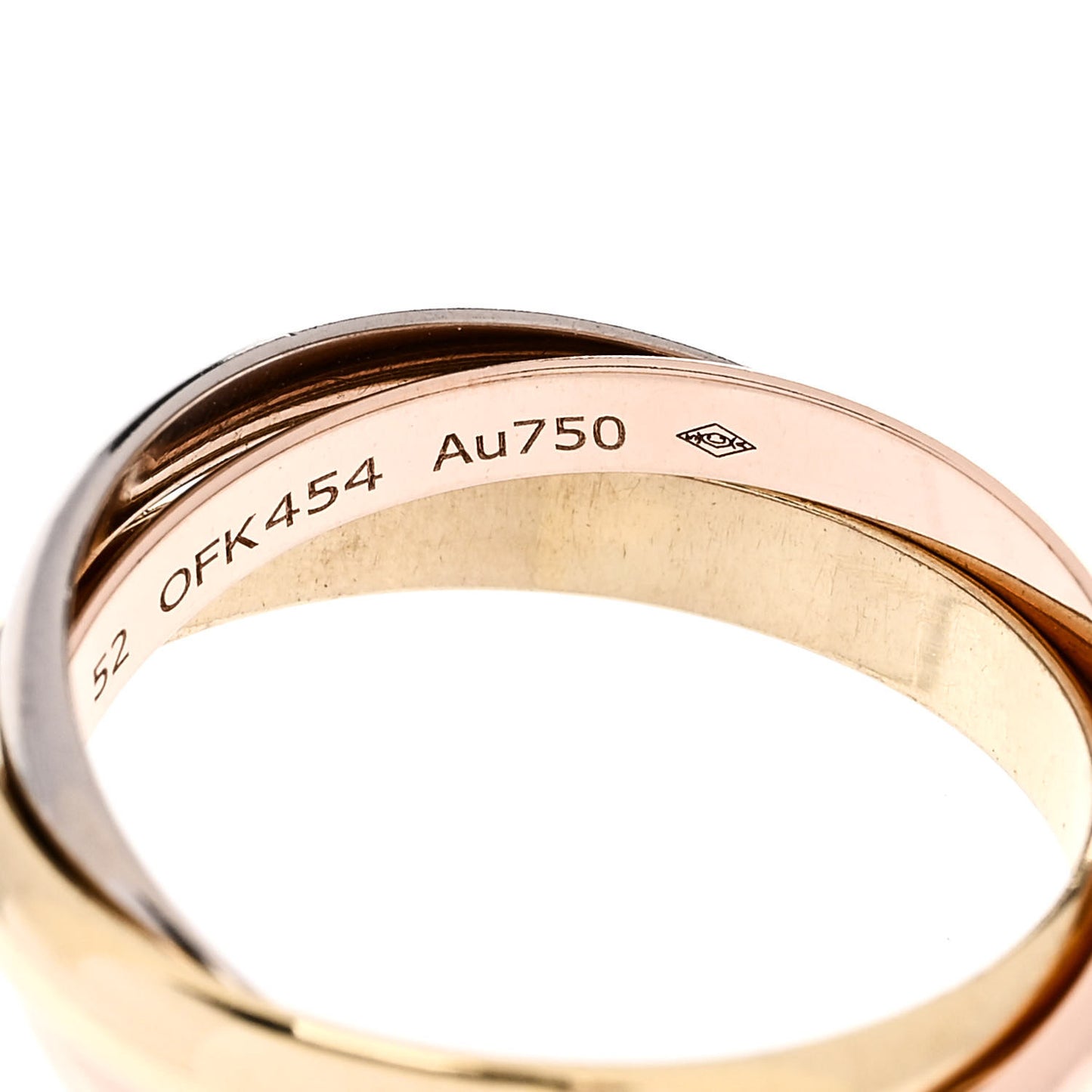 18K Pink Yellow White Gold Small Trinity Ring 52 6