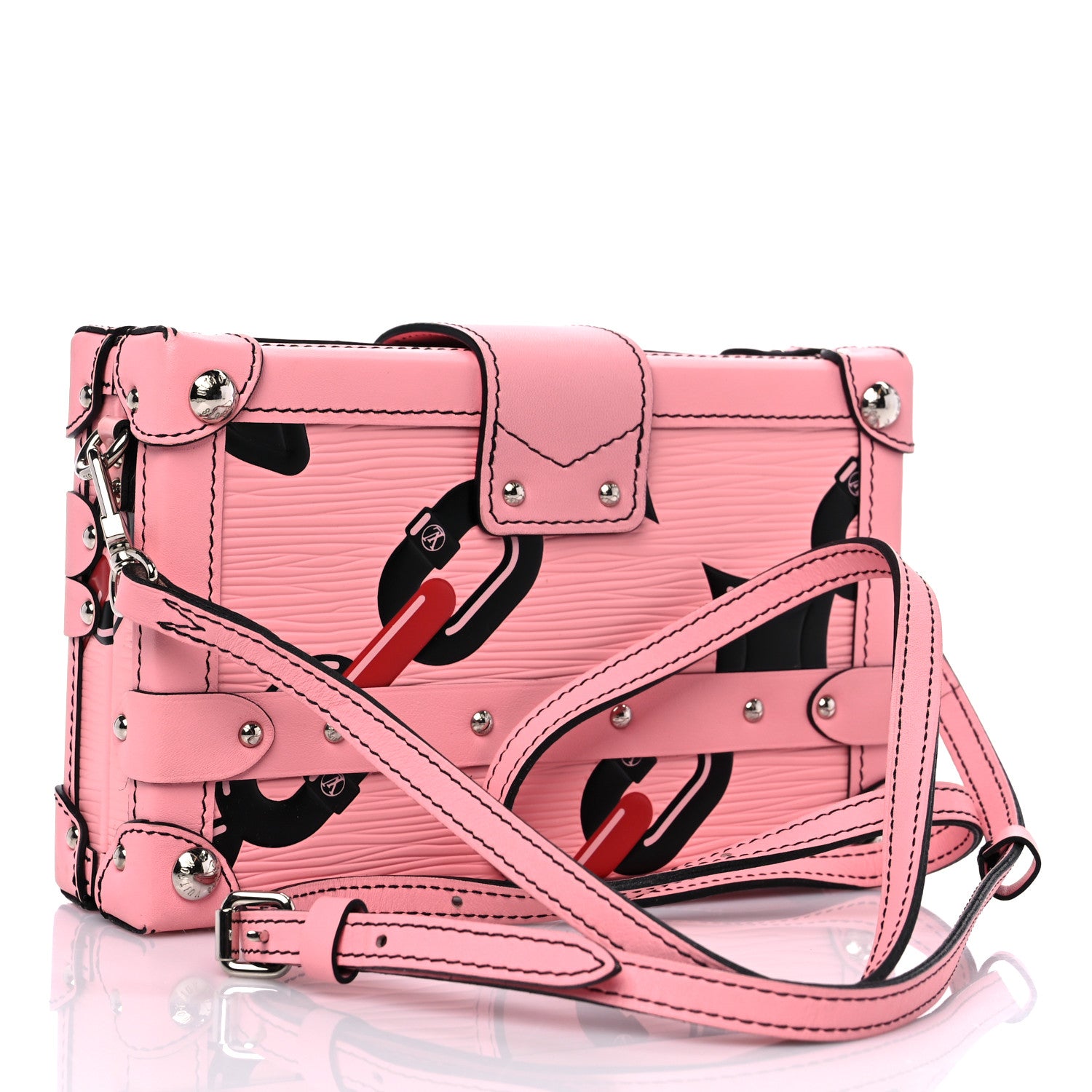 Louis Vuitton Epi Chain Flower Petite Malle Pink 3 of 13