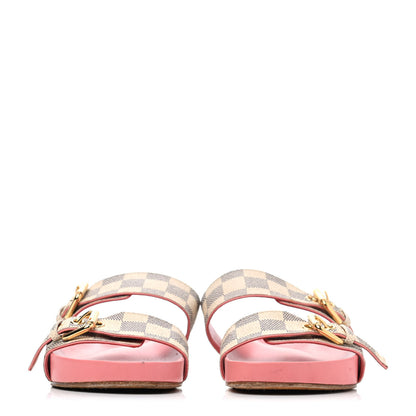 Louis Vuitton Damier Azur Bom Dia Flat Mules 35 Rose Clair 2 of 4