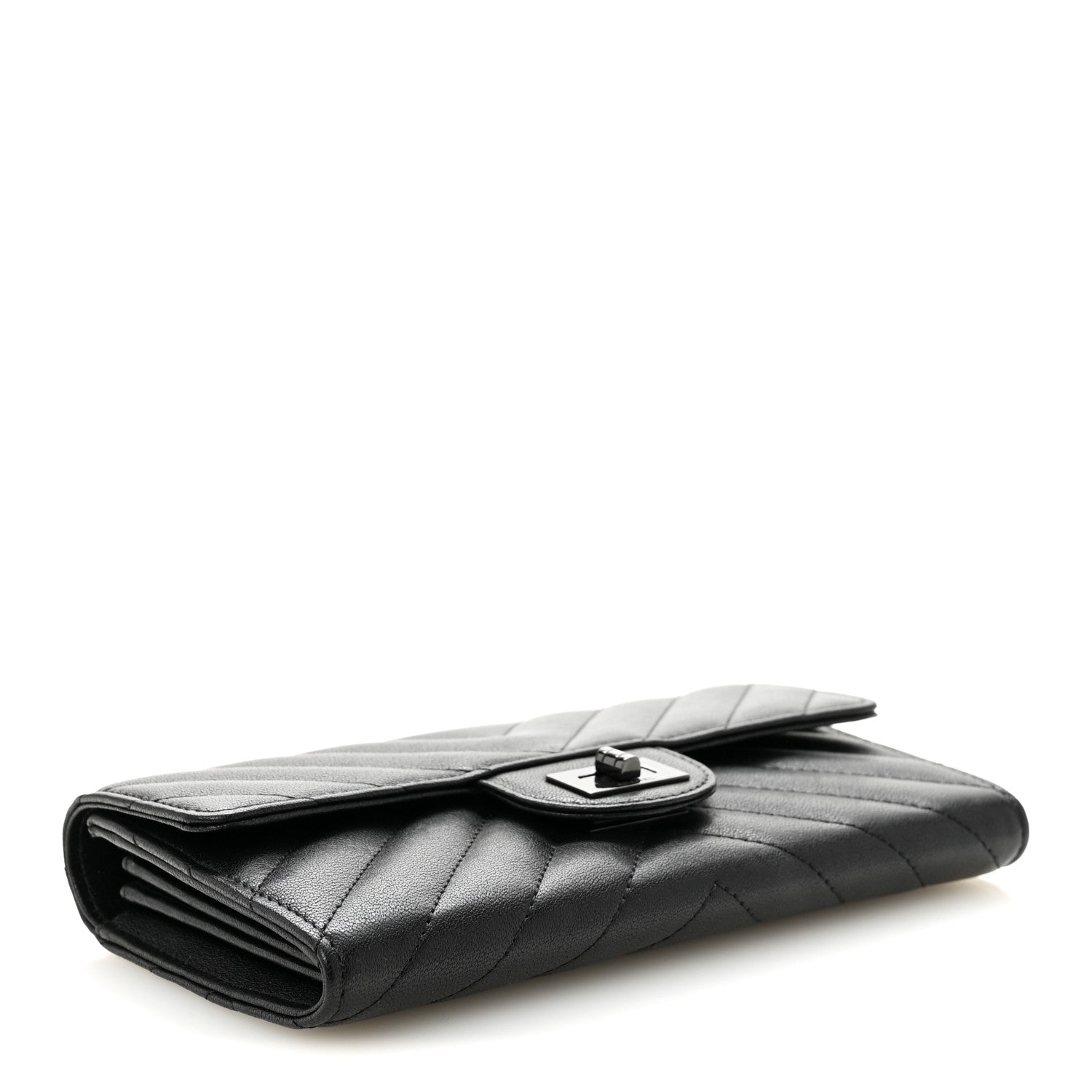 Chanel Sheepskin Chevron Quilted Reissue Large Gusset Flap Wallet So Black 4 of 10