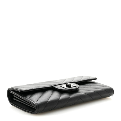 Chanel Sheepskin Chevron Quilted Reissue Large Gusset Flap Wallet So Black 4 of 10