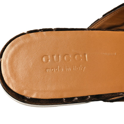 Gucci Velvet GG Monogram Mens Princetown Slippers 10 Brown 8 of 9