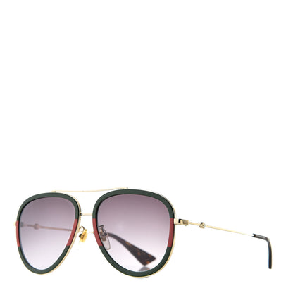 Gucci Web Aviator Sunglasses GG0062S Green Red 1 of 7