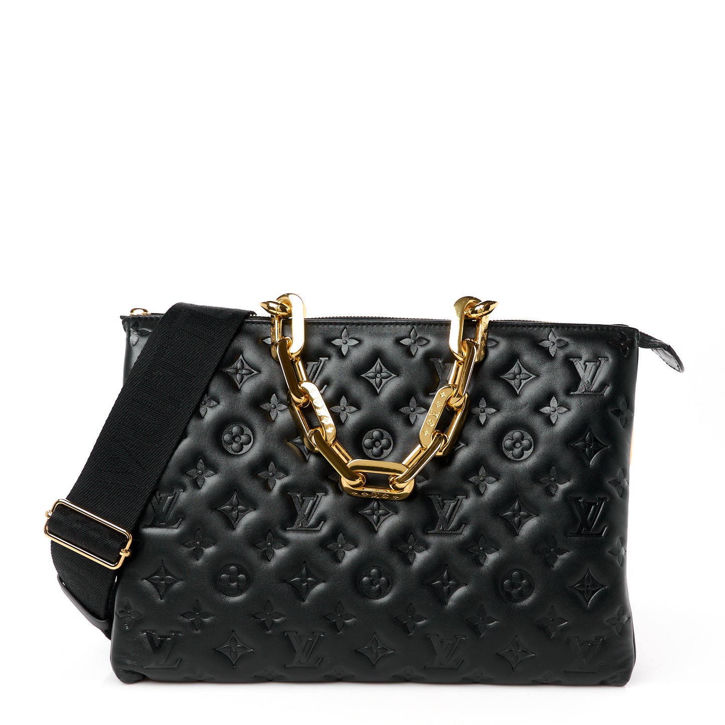 Lambskin Embossed Monogram Coussin MM Black