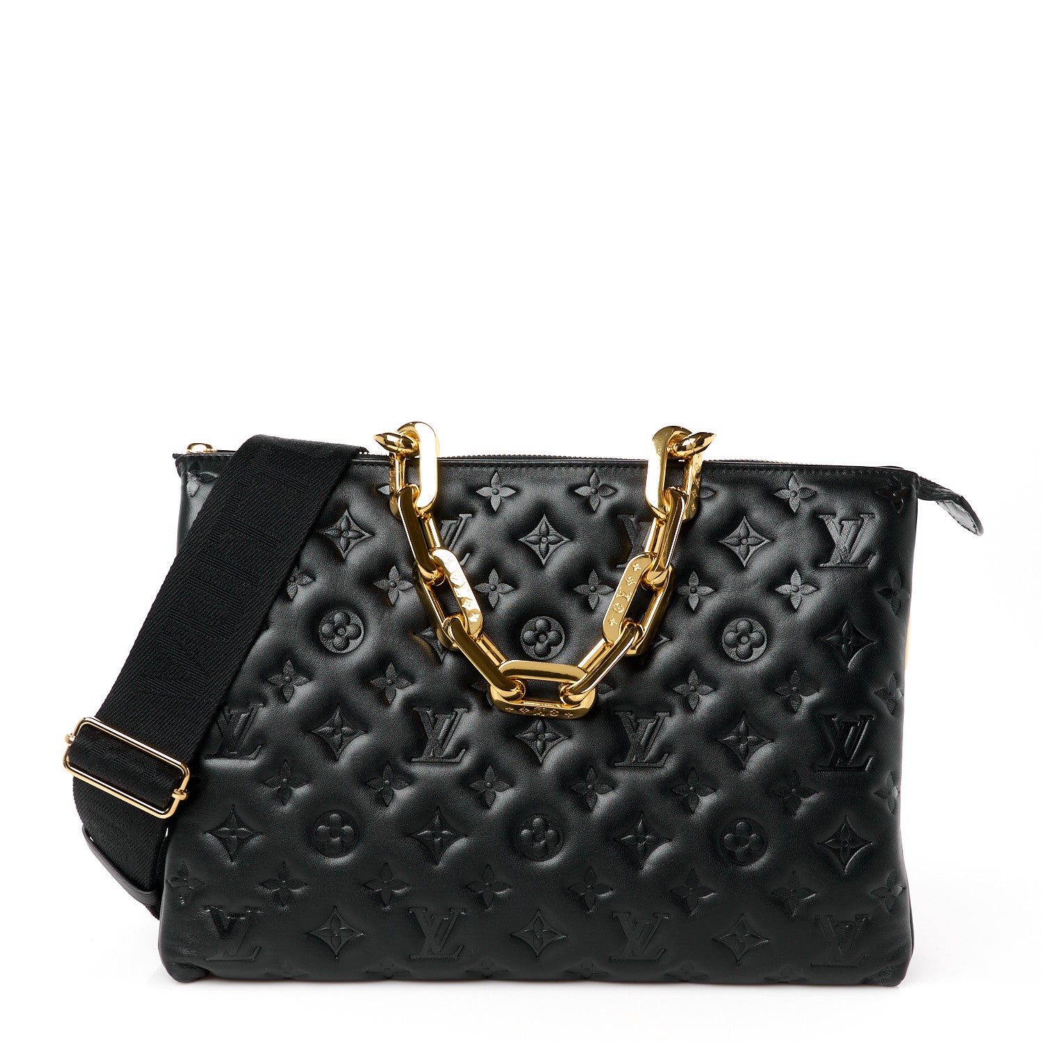 Louis Vuitton Lambskin Embossed Monogram Coussin MM Black 1 of 11