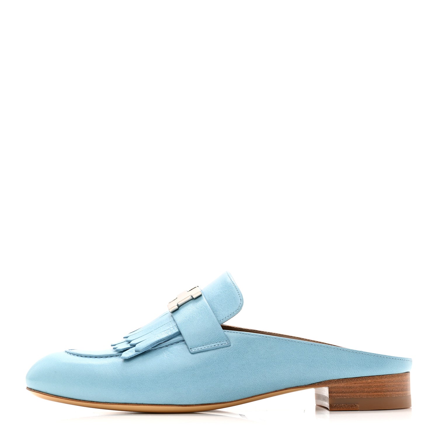 Hermes Goatskin Rivoli Mules 37.5 Bleu Dorset 1 of 11