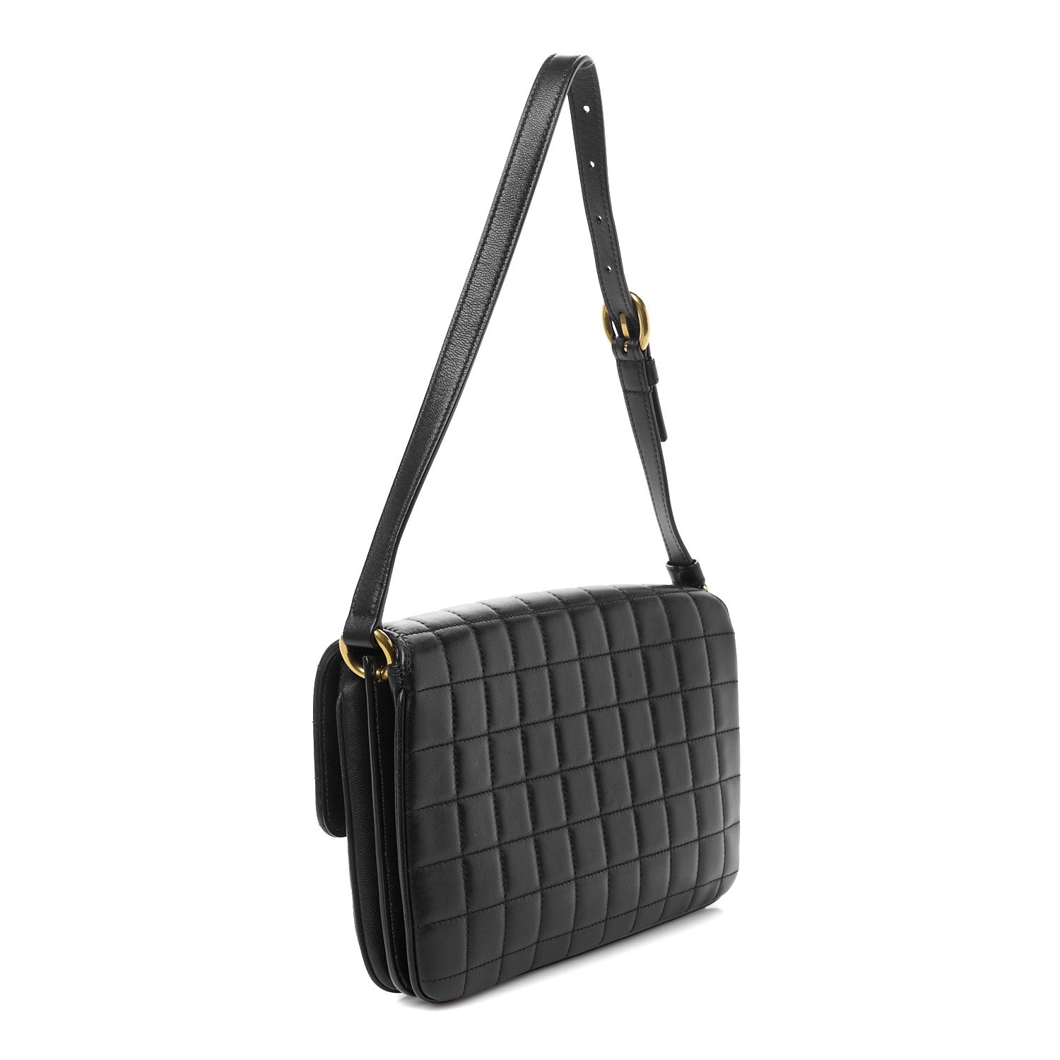 Saint Laurent Lambskin Carre Quilted Le Maillon Satchel Black 3 of 10