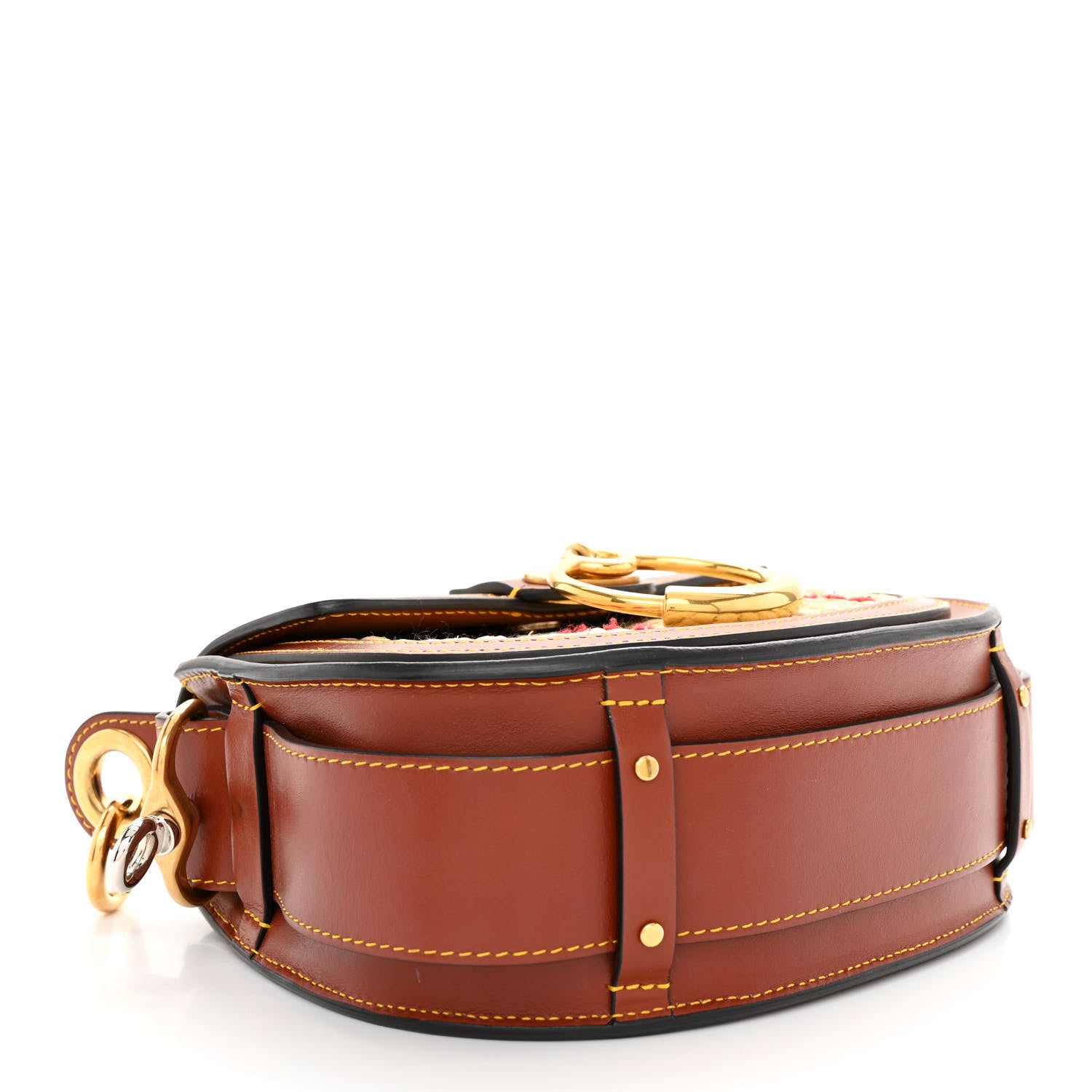 Chloe Calfskin Raffia Embroidered Small Tess Bag Sepia Brown 4 of 11