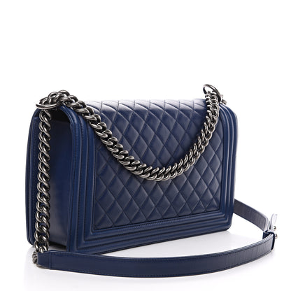 Chanel Lambskin Quilted New Medium Boy Flap Dark Blue 2 of 13