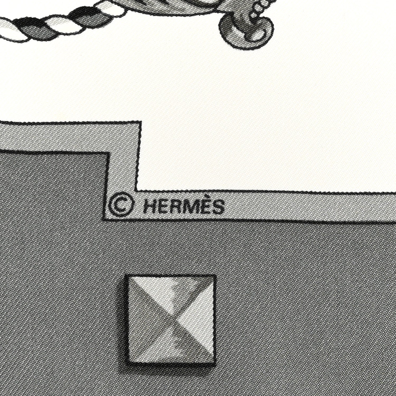 Hermes Silk Les Cles Scarf 90 Gris Chine Black 4 of 6
