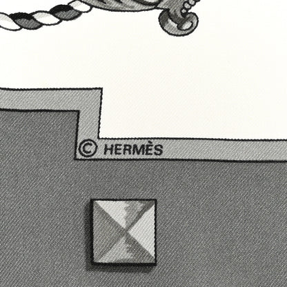 Hermes Silk Les Cles Scarf 90 Gris Chine Black 4 of 6