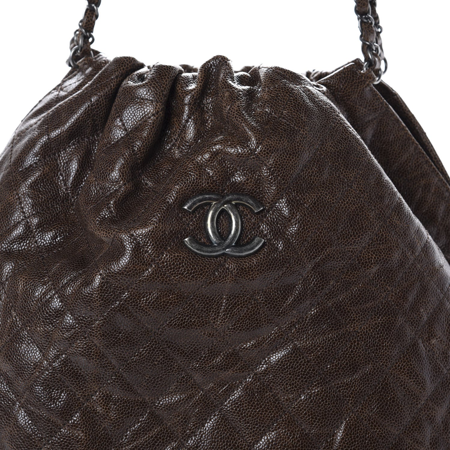 Chanel Distressed Glazed Caviar Quilted Large Elastic Tote Brown 10 of 10
