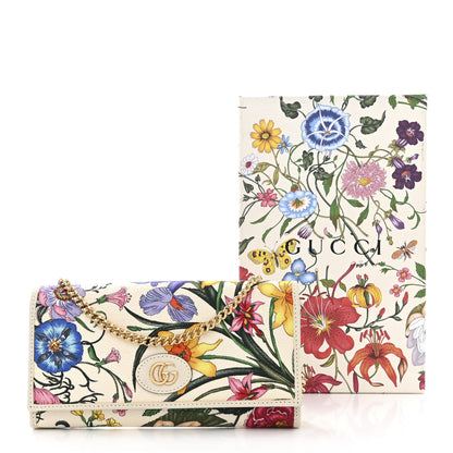 Gucci Canvas Flora Wallet On Chain White 12 of 12