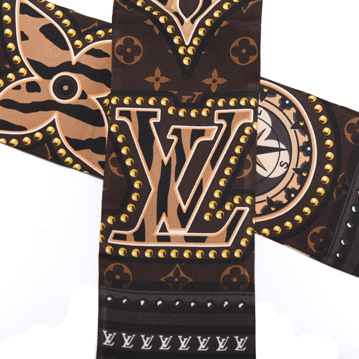 Louis Vuitton Silk Monogram LV World Bandeau Brown 2 of 3