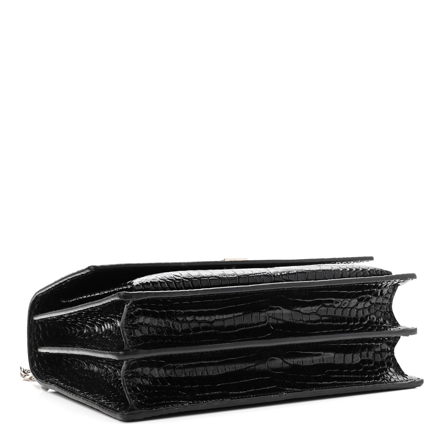 Calfskin Crocodile Embossed Medium Monogram Sunset Black