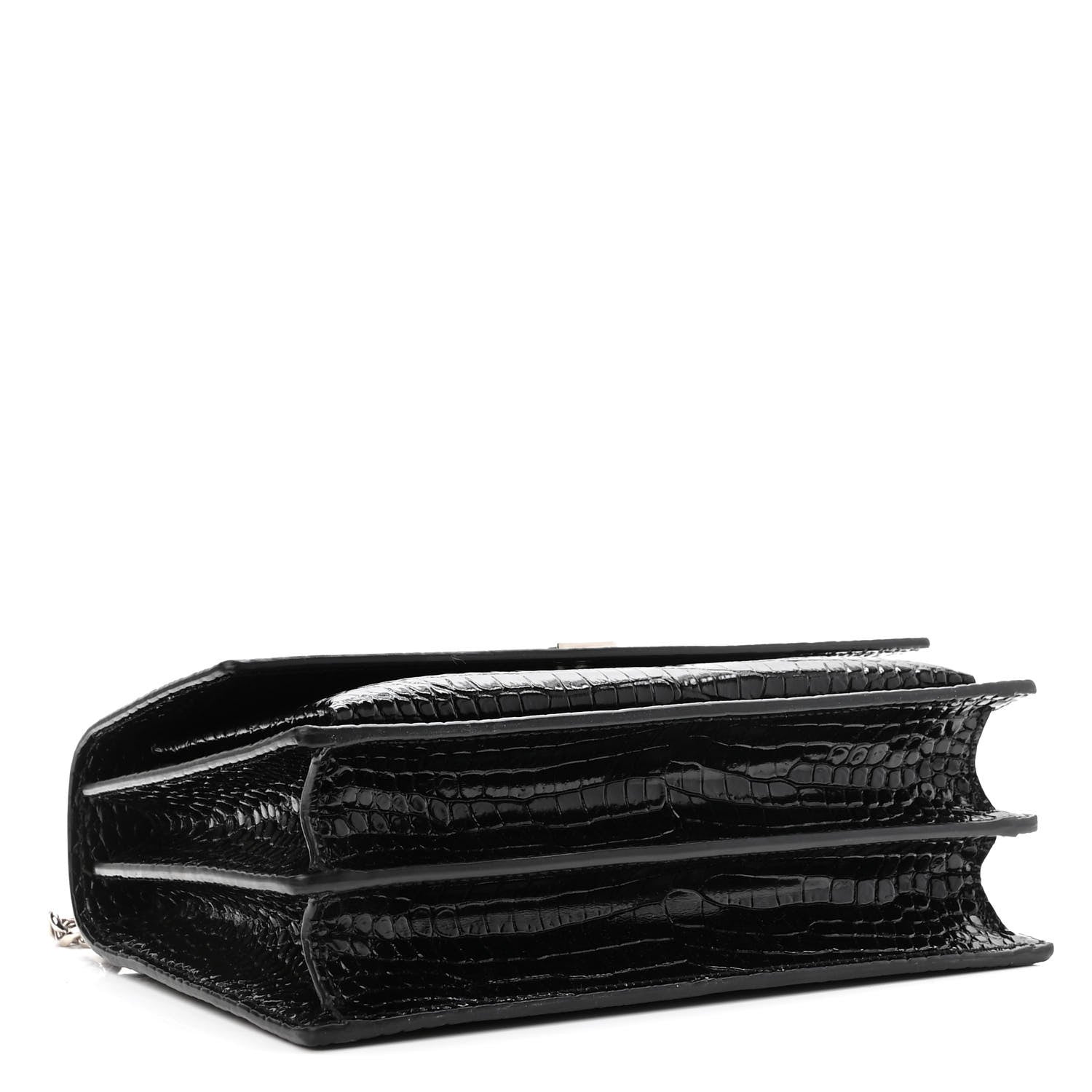 Saint Laurent Calfskin Crocodile Embossed Medium Monogram Sunset Black 4 of 9