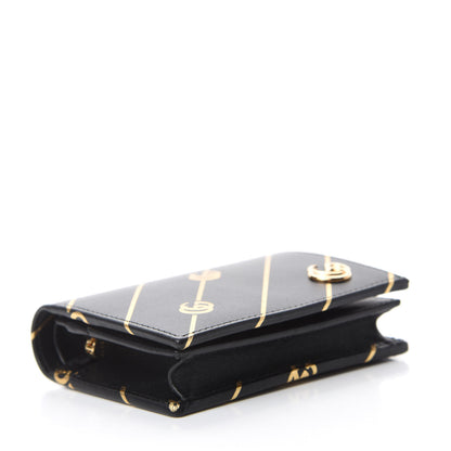 Gucci Calfskin Diagonal GG Card Case Black Gold 4 of 7