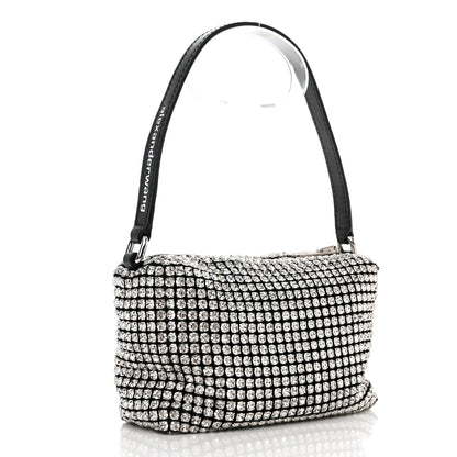 Alexander Wang Mesh Crystal Rhinestone Mini Heiress Pouch Black Silver 3 of 9