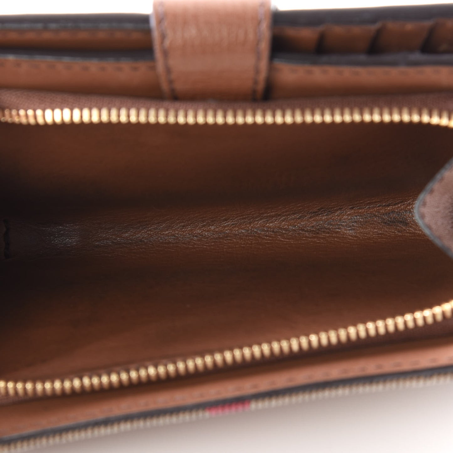 Calfskin House Check Compact Wallet Tan