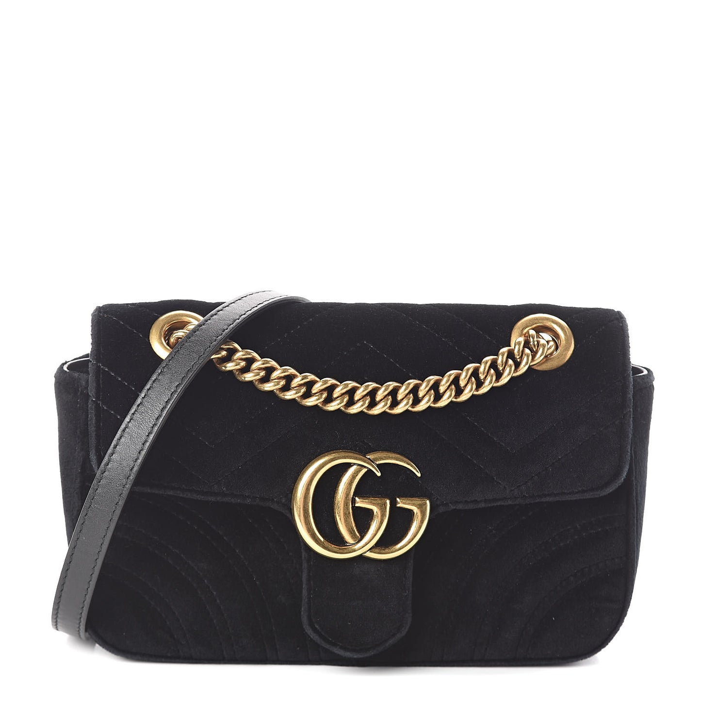 Velvet Matelasse Mini GG Marmont Shoulder Bag Black