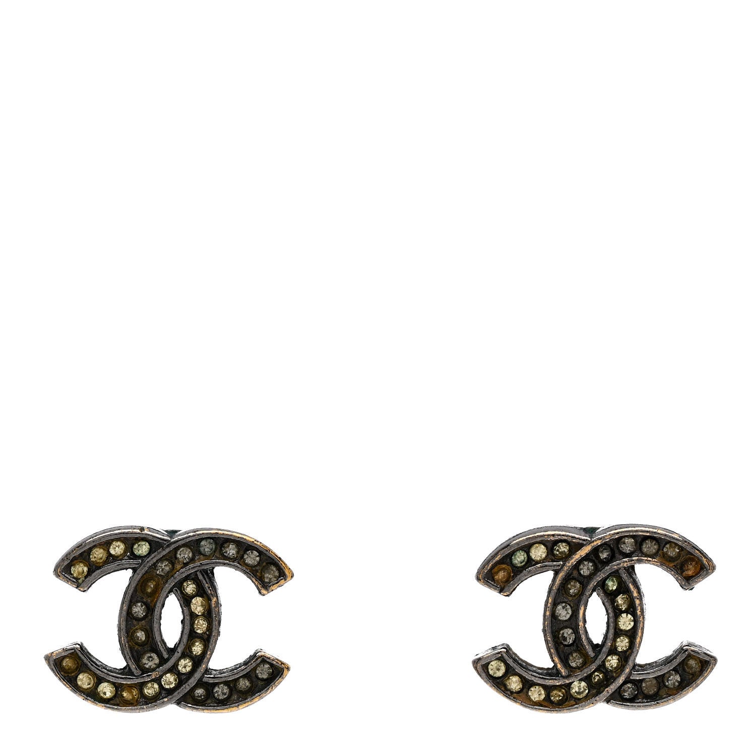 Chanel Crystal CC Earrings Silver 1 of 5