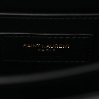 Saint Laurent Calfskin Crocodile Embossed Mini Classic Monogram Cassandra Top Handle Black 6 of 9
