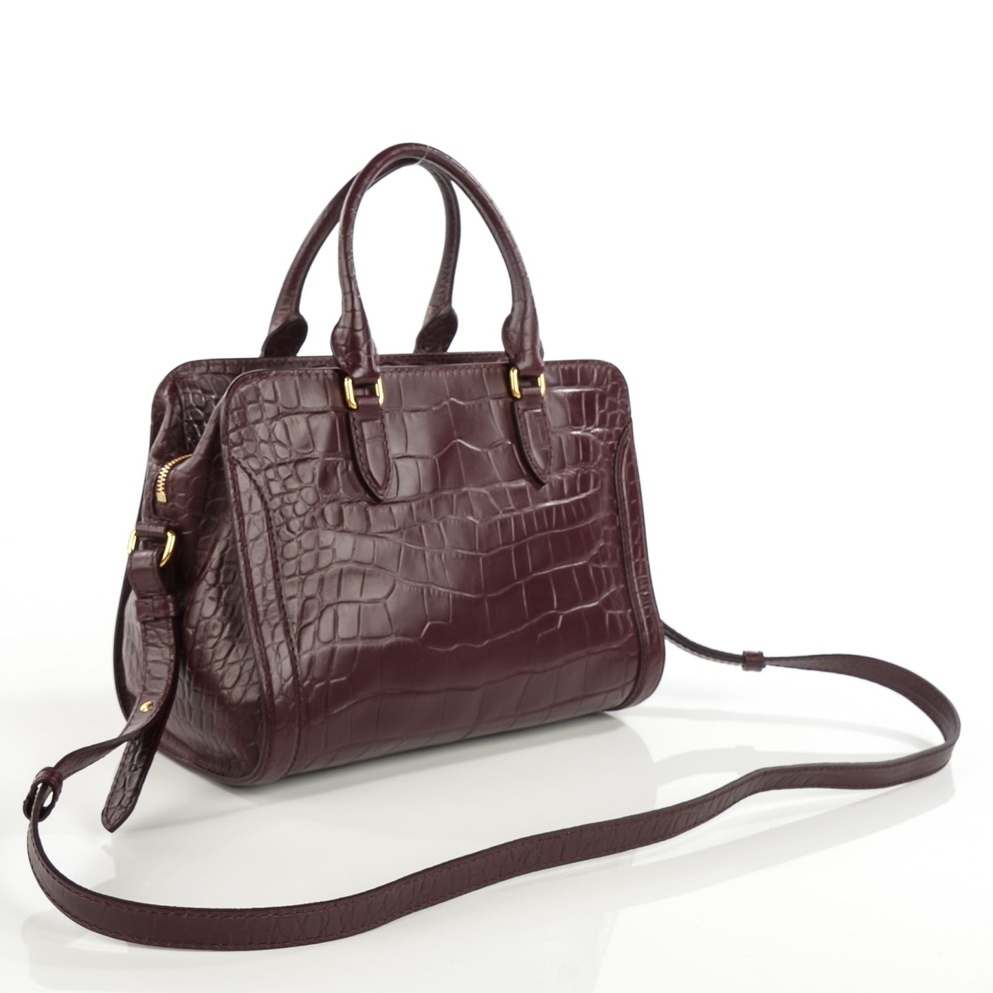 Cocco Soft Calfskin Small Skull Padlock Zip Around Tote Bordeaux