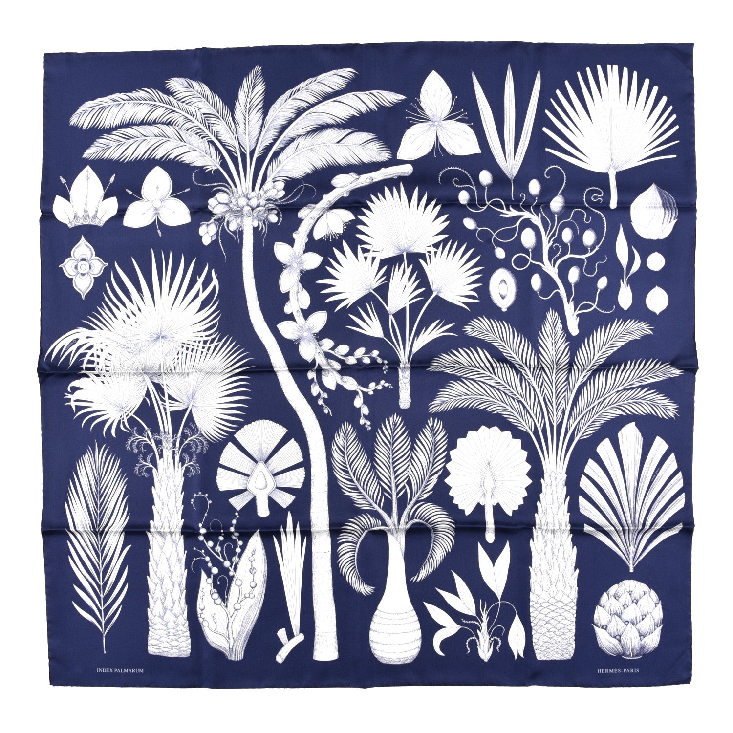 Hermes Silk Index Palmarum Scarf 90 Marine White 1 of 4