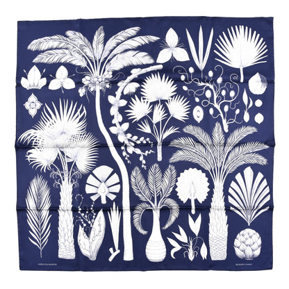 Hermes Silk Index Palmarum Scarf 90 Marine White 1 of 4