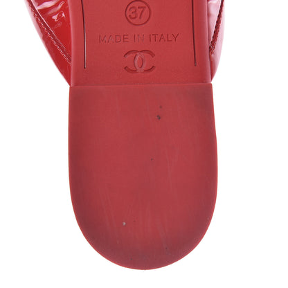 Chanel Patent Calfskin CC Mules 37 Red 10 of 16