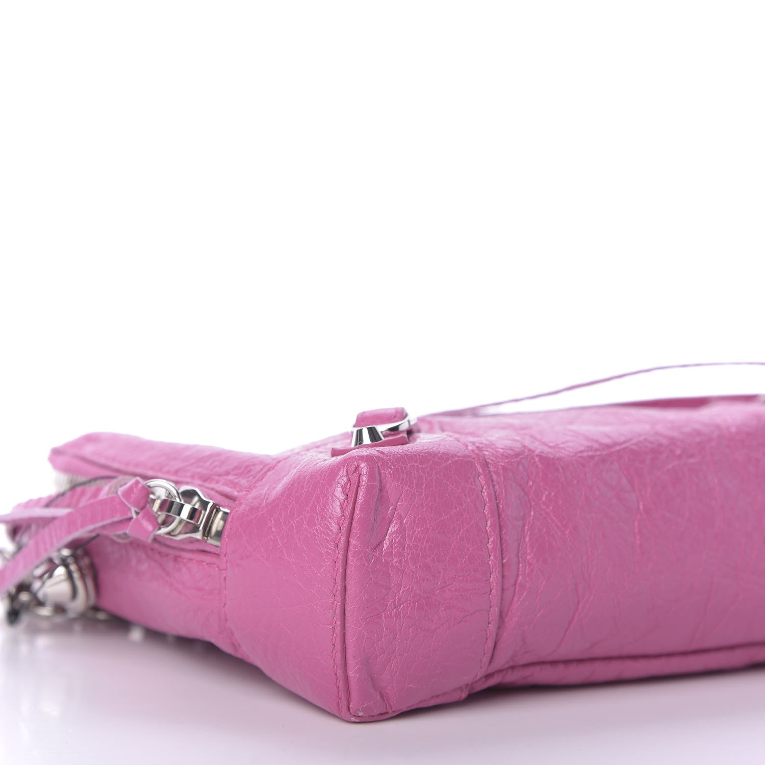 Balenciaga Agneau Arena Classic Silver Hardware Pouch With A Chain Crossbody Rose Flamingo 5 of 7