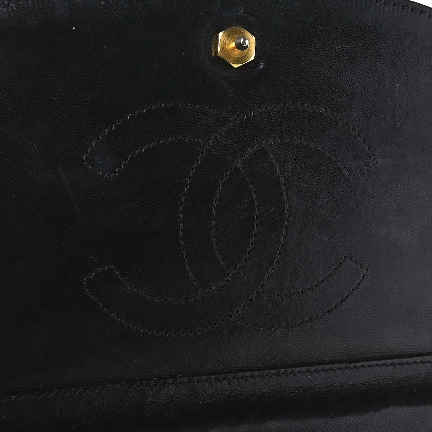 Lambskin Ribbon Stitched Small Single Flap Black