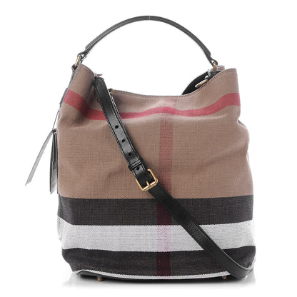 Burberry Canvas Mega Check Medium Susanna Hobo Black 1 of 9