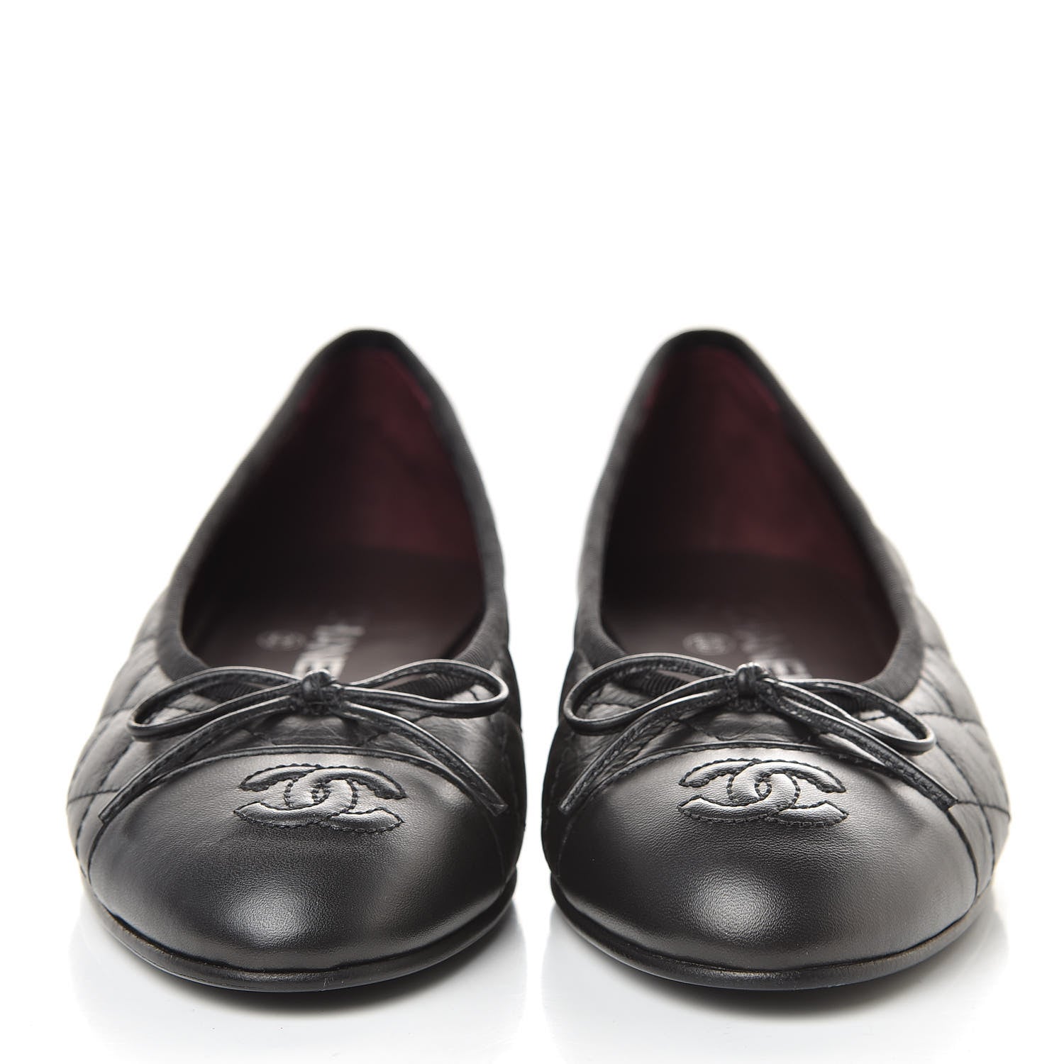 Chanel Aged Calfskin Quilted Cap Toe Ballerina Flats 37 Black 2 of 8