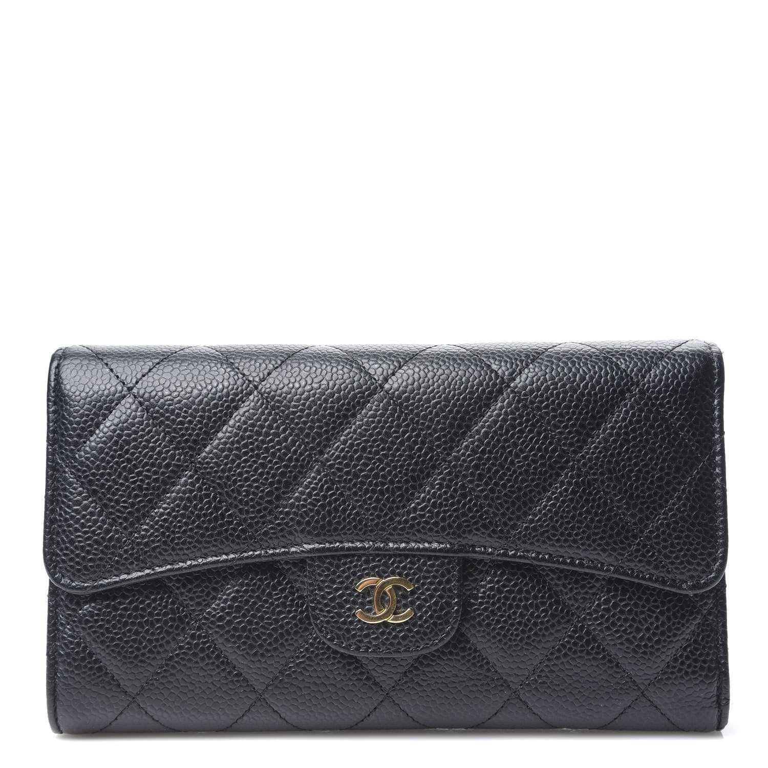 Chanel Caviar Quilted Long Flap Wallet Black 1 of 9