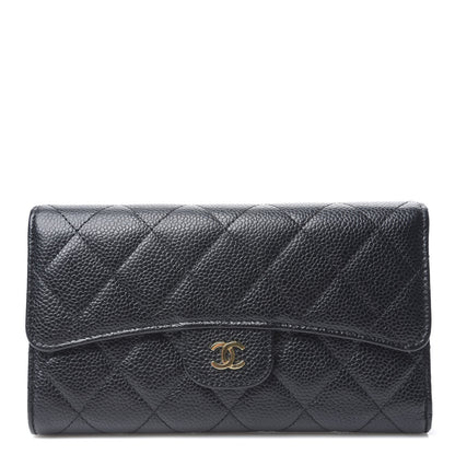 Chanel Caviar Quilted Long Flap Wallet Black 1 of 9