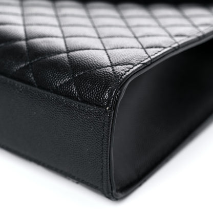 Saint Laurent Grain De Poudre Textured Mixed Matelasse Large Triquilt Monogram Satchel Black 9 of 12